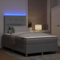 Boxspring Bed met Matras & LED Lichtgrijs 120x190 cm Stof - thumbnail