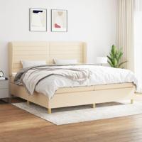 Boxspring met matras stof crèmekleurig 200x200 cm - thumbnail