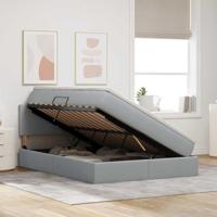 Opbergbed met matras Lichtgrijs 140 x 190 cm Bewerkt hout - thumbnail