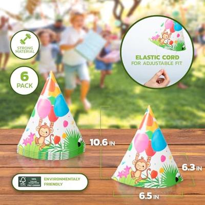 Jungle Dieren Balloons Feesthoedjes (6st)