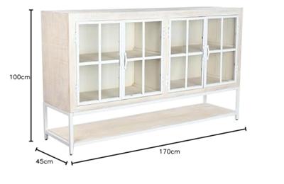 Dressoir DKD Home Decor 170 x 45 x 100 cm Metaal Wit Mangohout