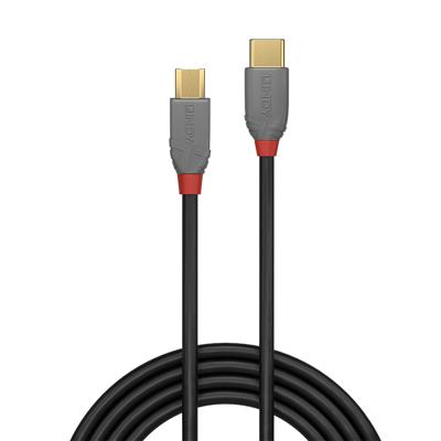 LINDY 36890 USB-kabel USB 2.0 USB-C stekker, USB-micro-B stekker 0.50 m Zwart, Grijs