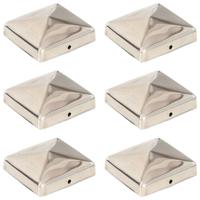 VidaXL Paalkappen 6 st piramide 71x71 mm roestvrij staal - thumbnail