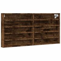 Vitrinekast 100x8,5x50 cm bewerkt hout gerookt eikenkleurig - thumbnail