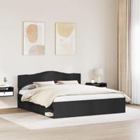 Bedframe met hoofdeinde Zwart 180 x 200 cm Massief grenenhout - thumbnail