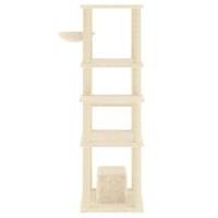 VidaXL Kattenmeubel met sisal krabpalen 154 cm crèmekleurig - thumbnail