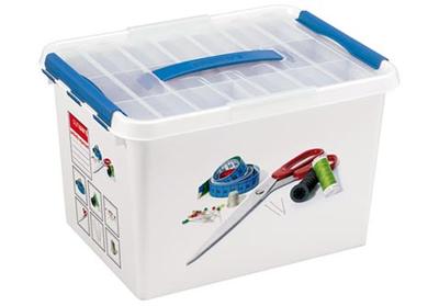 Sunware Q-line naaibox 22 liter met inzet wit/transp/blauw Sunware Q-line naaibox 22 liter met inzet wit/transp/blauw