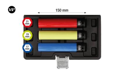 KS Tools 515.0865 Aluminium velgen krachtdopset, extra lang, 3-delig, 1/2, 17, 19, 21 mm KS Tools 515.0865 Aluminium velgen krachtdopset, extra lang, 3-delig, 1/2, 17, 19, 21 mm