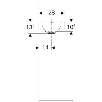Geberit Icon fontein 38x28x13.5cm 1 wasbak 1 kraangat Rechts zonder overloopgat Keramiek Wit glans 124736000