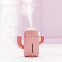 Cactus vorm Silicone draagbare dempen bureaublad Air luchtbevochtiger met nachtlampje capaciteit: 340ml DC 5V - thumbnail