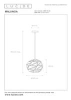 Lucide MALUNGA - Hanglamp - Ø 25 cm - 1xE27 - Zwart - thumbnail