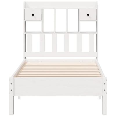 Bed met boekenkast zonder matras grenenhout wit 75x190 cm