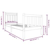 Bedframe massief hout wit 100x200 cm - thumbnail