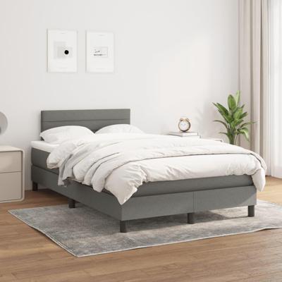 Boxspring met matras stof donkergrijs 120x200 cm