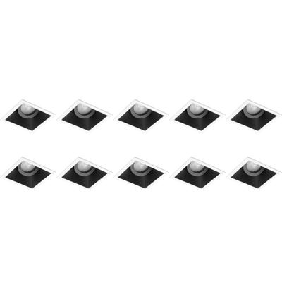 Kantelbare Vierkante Inbouwspots GU10 Aluminium Zwart/Wit Set van 10