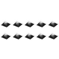 Kantelbare Vierkante Inbouwspots GU10 Aluminium Zwart/Wit Set van 10 - thumbnail