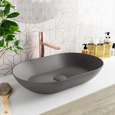 MONDIAZ ONNI Waskom solid surface 55cm kleur DarkGrey / DarkGrey MONDIAZ ONNI Waskom solid surface 55cm kleur DarkGrey / DarkGrey