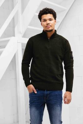Quotrell Combat Knitted Halfzip Sweater Heren Groen - Maat M - Kleur: Groen | Soccerfanshop