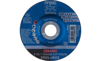 PFERD TOOLS 62211300 E 115-7 CERAMIC SGP STEELOX Afbraamschijf gebogen Diameter 115 mm Boordiameter 22.23 mm RVS, Staal 10 stuk(s)