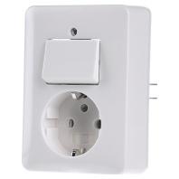 Gira wisselschakelaar en wandcontactdoos randaarde zuiverwit - thumbnail