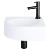 Fonteinset Differnz Cleo 30x30x10 cm Keramiek Wit Met Kraan Recht Mat Zwart Differnz - thumbnail