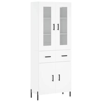Hoge kast 69,5x34x180 cm bewerkt hout wit