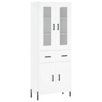 Hoge kast 69,5x34x180 cm bewerkt hout wit - thumbnail