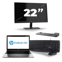 HP ProBook 450 G2 - Intel Core i3-5e Generatie - 15 inch - 8GB RAM - 256GB SSD - Windows 11 + 1x 22 inch Monitor - thumbnail