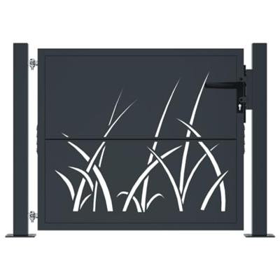 Poort 100x100 cm met grasontwerp staal antracietkleurig