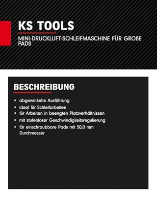 KS Tools 515.5580 SlimPOWER mini-pneumatische slijpmachine voor grote pads, 19000 omw/min.