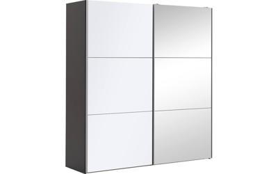 Goossens Kledingkast Easy Storage Sdk, 203 cm breed, 220 cm hoog, 1x 3 paneel glas schuifdeur li en 1x 3 paneel spiegel schuifdeur re