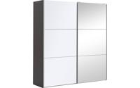 Goossens Kledingkast Easy Storage Sdk, 203 cm breed, 220 cm hoog, 1x 3 paneel glas schuifdeur li en 1x 3 paneel spiegel schuifdeur re - thumbnail