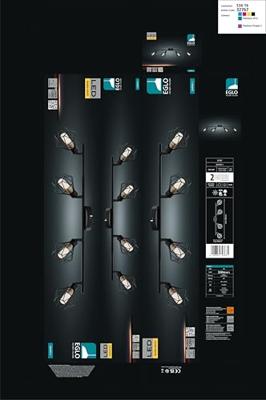 Eglo SpotZapata 1 4-lichts zwart met amberglas - 32767