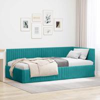 Hoekbedframe met hoofdeinde Turquoise 100 x 200 cm Fluweel - thumbnail