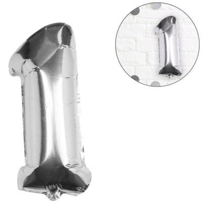 Ginger Ray folieballon cijfer 1 zilverkleurig 40 cm | 40 stuks