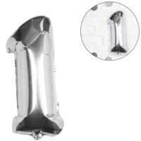 Ginger Ray folieballon cijfer 1 zilverkleurig 40 cm | 40 stuks - thumbnail