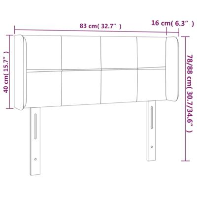 Hoofdbord met randen 183x16x118/128 cm stof taupe - thumbnail