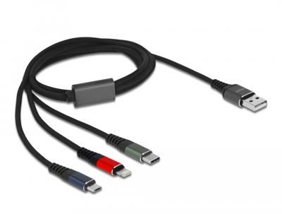 Delock 87277 USB-kabel USB 2.0 USB-A stekker, USB-micro-B stekker, Apple Lightning stekker, USB-C 1.00 m Groen