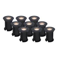 Set van 9 Maisy LED Grondspots Rond - Dimbaar - GU10 - 2700K warm wit - 4 Watt 345 lumen - Rond - Ø12cm - Tuinspot - Oprit - Zwart - IP67 waterdicht - thumbnail