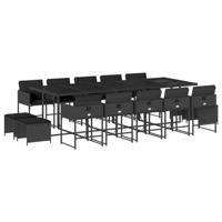 15-delige Tuinset met kussens poly rattan zwart - thumbnail
