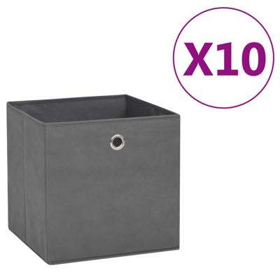 Opbergboxen 10 st 28x28x28 cm nonwoven stof grijs
