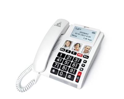 Geemarc CL9000 Draadloze seniorentelefoon Fototoetsen, Handsfree, Compatibel voor hoorapparatuur, Incl. noodoproep, Optisch belsignaal, Waterdicht LC-display