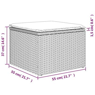 4-delige Loungeset met kussens poly rattan lichtgrijs