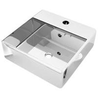 VidaXL Wastafel met overloop 41x41x15 cm keramiek zilverkleurig - thumbnail