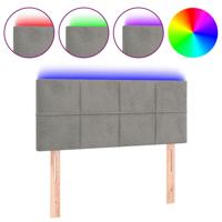 Hoofdbord LED 144x5x118/128 cm fluweel lichtgrijs - thumbnail