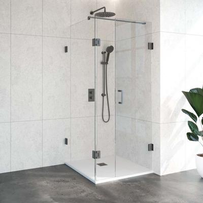BRAUER Create Complete Profielloze Douchecabine Vierkant 3-delig pendel 90x90 Gunmetal geborsteld 4JC11-90X90M