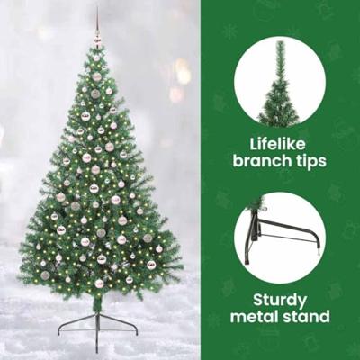 VidaXL Kunstmatig voorverlicht kerstboom met 300 led groen 240 cm pvc