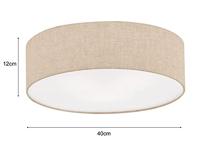 Fischer & Honsel Ø 40cm plafondlampThor met zandkleur linnen - 20052 - thumbnail