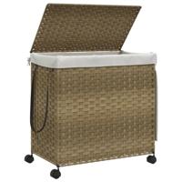 VidaXL Wasmand op wielen 60x35x60,5 cm rattan - thumbnail