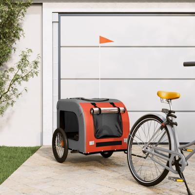 VidaXL Hondenfietstrailer oxfordstof en ijzer oranje en grijs VidaXL Hondenfietstrailer oxfordstof en ijzer oranje en grijs